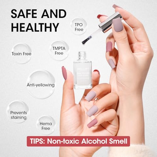 GELLEN Matte Clear Nail Polish Top Coat A00 - No Lamp Needed, Toxin-Free