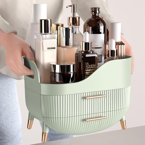 Pajiriona Green Makeup Organizer with 2 Drawers, Cosmetic Storage