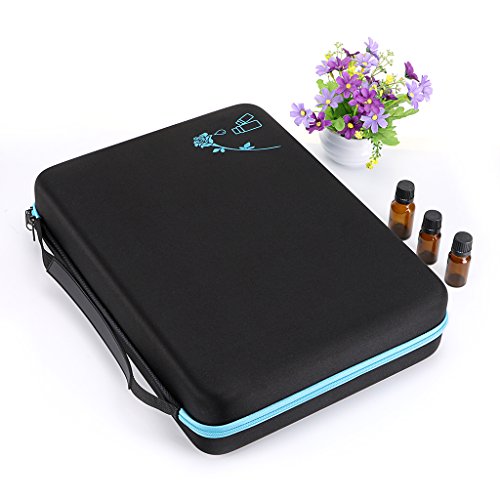 Hipiwe 108 Essential Oils Carrying Case Holds 5ml, 10ml, 15ml Bottles Hard Shell Exterior EVA Essential Oils Storage Organzier Bag with Foam Insert and Carrying Handle
