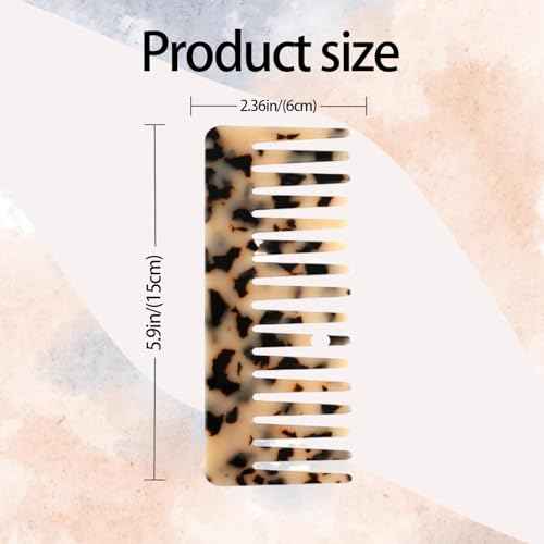 Large Hair Detangling Comb - Wide Tooth Comb Cellulose Detangler Combs for Women Thick Curly Wavy Wet Dry Hair 2 Pack (Tortoise Shell, Ivory)