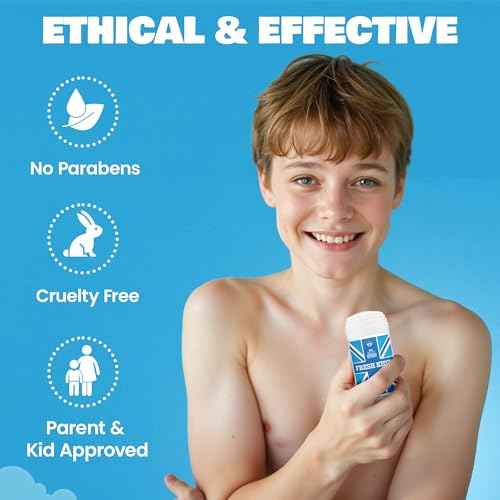 Fresh Kidz Deodorant Stick for Kids and Teens - Baking Soda and Aluminum-free 24 Hour Protection for Sensitive Skin - Boys "Blue", 2.65 oz / 75 g (2 Pack)