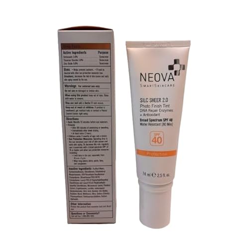NEOVA SmartSkincare Silc Sheer 2.0 Tinted Sunscreen 2.5 fl oz | Broad Spectrum SPF 40 | Up To 80 min. Water Resistance | Oil & Fragrance Free | For All Skin Types