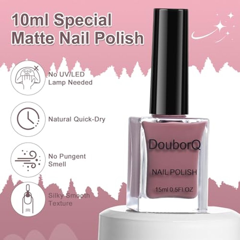 Pink Matte Nail Polish 15ml - Quick Dry Velvet Finish Lacquer