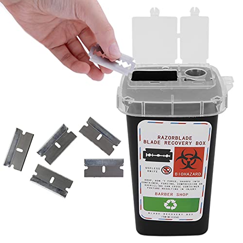 Blade Container, Shaving Blade Disposal Box, Disposal Blade Container, Disposal Blade Container Barbershop Hair Salon Shaving Knife Blade Disposal Collect Box (Black)