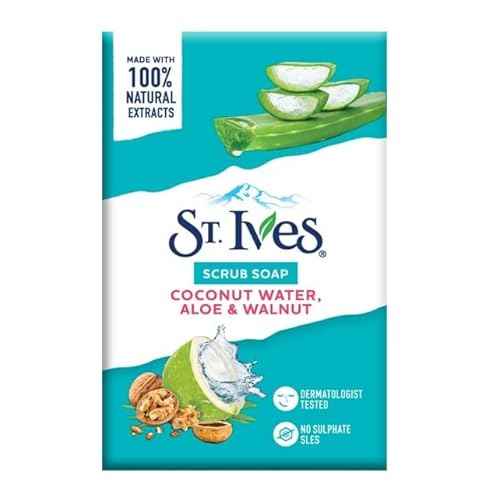 St. Ives' Scrub Bar Soap with Coconut Water, Aloe, and Walnut (4 Packs)