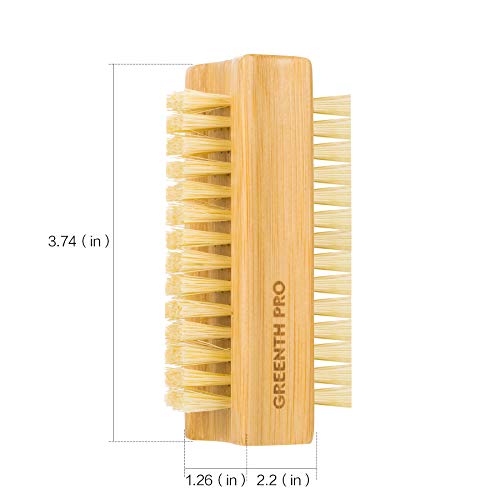 Bamboo Nail Brush Set - 2PCS Double-Sided Firm Sisal Scrub Brush for Nails and Toes