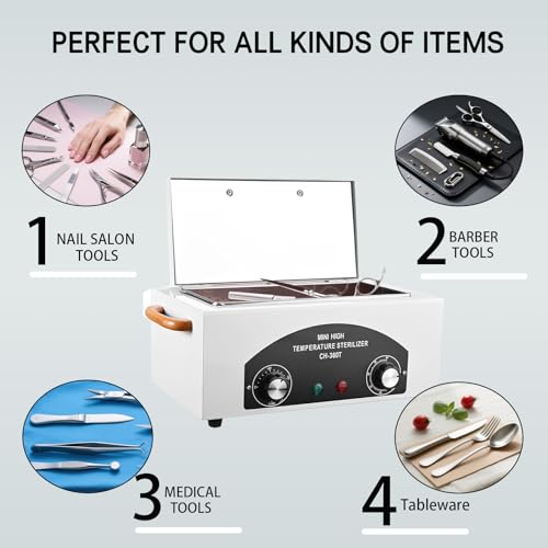 High Temperature Sterilizer Autoclave Machine,110V 300W 1.5L £¬Nail Tool Sterilizer with Timer for Sundry Beauty Hair Nail Metal Tools£¬Metal Tool Cleaner Machine
