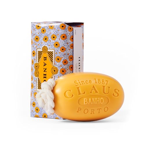 Claus Porto - Banho Citron Verbena Soap on a Rope | Fresh Scent with Lemon | Grape Seed, Argan + Vegetable Oil Base | Rich, Creamy Body Soap for Men + Women | Handcrafted, Long Lasting (350g | 12.4oz)