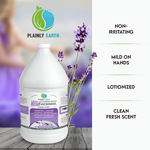 Antimicrobial Liquid Hand Soap (1 US Gallon) - Antibacterial Soap Refill - Hand Soap Refill Bottle - Cruelty Free Moisturizing Soap, Sweet Lavender Rose