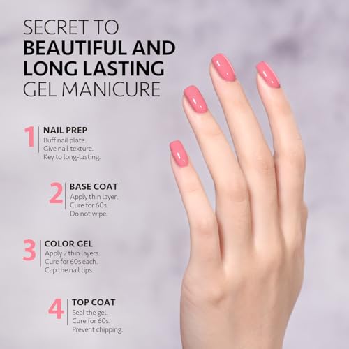 GAOY Cherry Pink Gel Nail Polish 16ml Soak Off UV Light Cure for Nail Art & Manicure