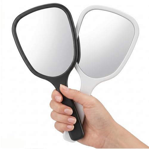 2-Pack Handheld Mirror with Handle 18x8cm Travel Vanity Mirror