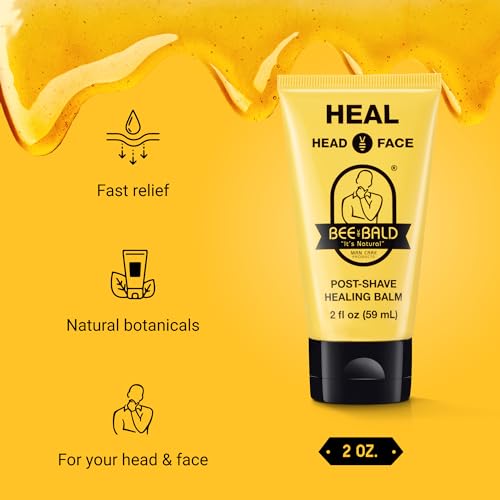 Bee Bald 5-Pack with HEAL Post-Shave Healing Balm, SHAVE Premium Shave Cream, SCRUB Exfoliating Pre-Shave, SMOOTH Daily Moisturizer, and CLEAN Daily Cleanser