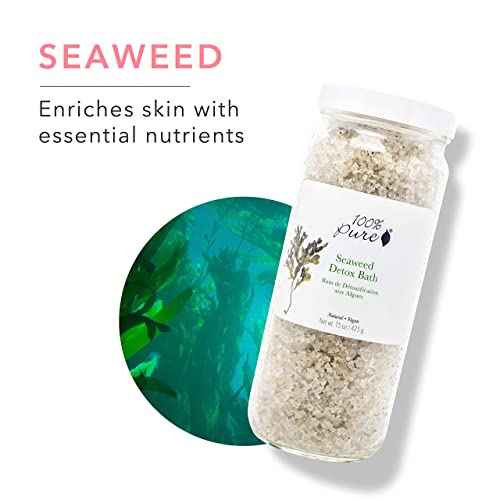 100% PURE Seaweed Detox Bath Soak, Bath Salts for Relaxation, Made with Eucalyptus Essential Oil, Spa Kit for Home, Bath Soak with Essential Oils - 15 Oz