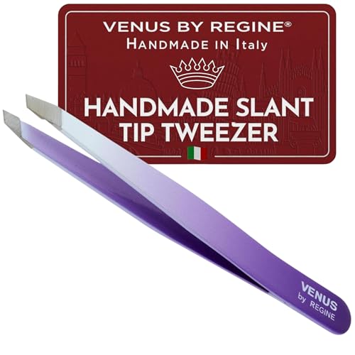 Venus by Regine Slant Tweezers - Handmade Precision Tool for Women & Men, 25-Degree Angle for Shaping Eyebrows & Grooming Facial Contours, Suitable for Eyebrow & Facial Hair Removal (Lavender Ombre)