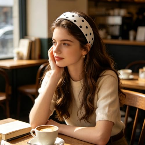 Polka Dot Elastic Headbands for Women, 2 Pack Non-Slip