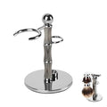 Linkidea Stainless Steel Razor Stand and Brush Holder with Non-Slip Base, Creative Bamboo Style Safety Shaver Organizer Compatible with Vikings Blade Chieftain, Odin (Grey)