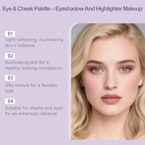 Eye & Cheek Palette - 4-In-1 Makeup Kit with Eyeshadow & Highlighter