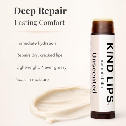 Kind Lips Unscented Organic Lip Balm Fragrance Free Unflavored Natural Moisturizing Lip Care 2 Pack