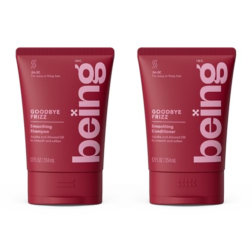 Being Goodbye Frizz Smoothing Shampoo & Conditioner Set for Wavy Hair - Jojoba & Almond Oil, 354mL