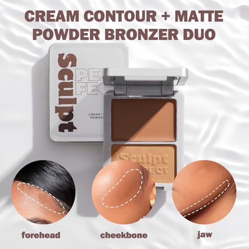 Sculpt Perfect Contour Bronzer Duo Palette ? Matte Bronze Powder ? Natural Sculpting & Warmth (01 SOFT SANDSTONE, Cream Contour: 0.09 oz / 2.5 g Powder Bronzer: 0.10 oz / 3.0 g)