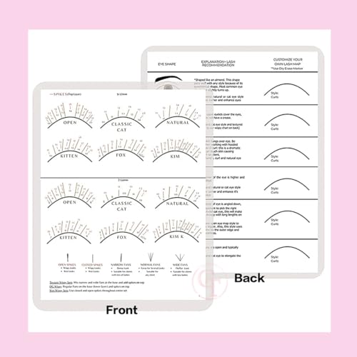 Lash Extension Practice Chart Kit with 5 Eye Sponges
