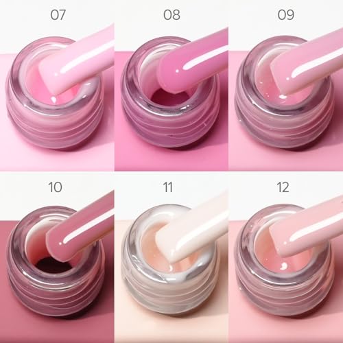 CANNI Rubber Base Gel Nail Polish Set - 6 Pcs 9ml Pink Soak Off Gel Kit