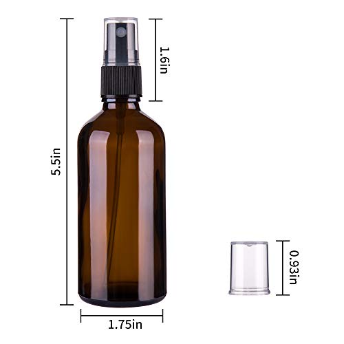 Hydior 4oz Amber Glass Spray Bottles for Essential Oils - 2 Pack Fine Mist