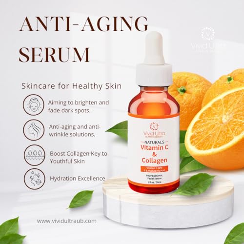 Vivid Ultra Vitamin C Serum for Face ? Anti-Aging Serum with Hyaluronic Acid, Collagen & Vitamin E ? Brightening Dark Spots, Firming Skin, Reducing Wrinkles & Acne Scars ? 1 Fl Oz