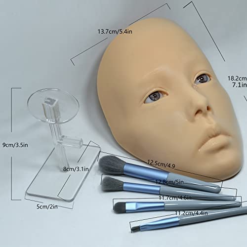 5D makeup Practice Face Board, Silicone Makeup Mannequin Face, Reusable Beginner Practice Eye Makeup Face, Eye Fake Silicone, Makeup Artist Full Face Practice Eyelash Eye Shadow Eyeliner Pen Simulatio