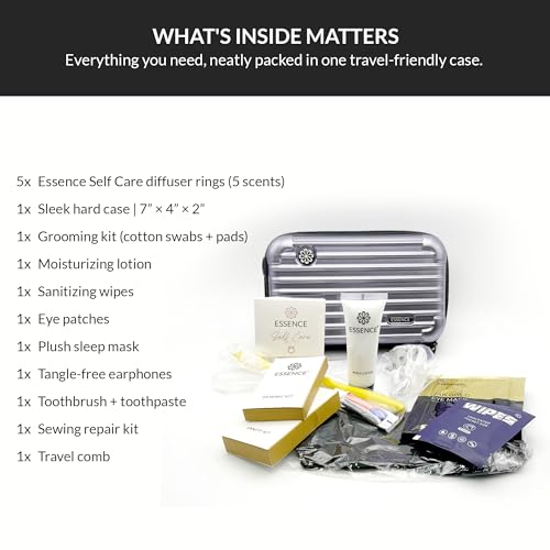 Travel Essentials Kit with Sleep Mask & Toiletries, Purple Case