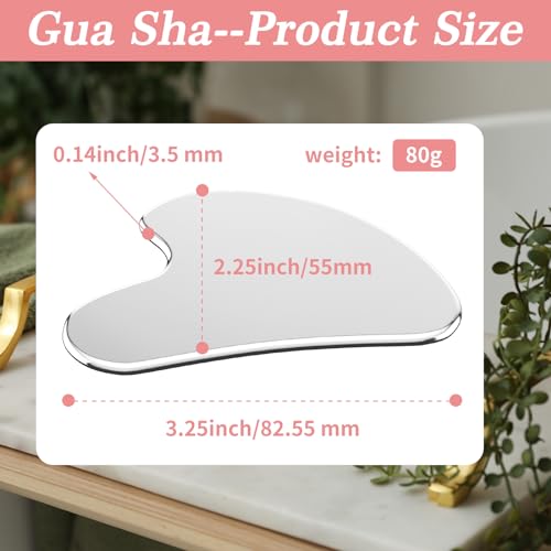 HOOPLE 304 Stainless Steel Gua Sha Facial Tools 1 PC, Guasha Tool for Face or Body Massage, Massager Tool for Facial Care, Skin Care Tool for Body Treatment, Metal Gua Sha Beauty Essentials