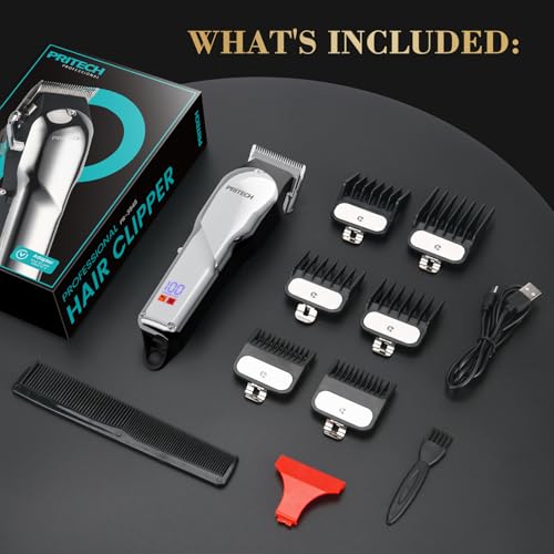 PRITECH Professional Cordless Hair Clippers for Men, Thick & Fades