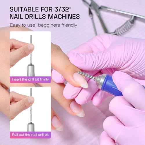 Cuticle Bit for Nail Drill 2Pcs: Carbide 3XF drill bits nail tech Remover Needle Bit Under Nail Cleaner Dead Skin Nail Prepare 3/32'' for Electric Nail File Nail Buffer Bit