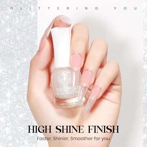 MIZHSE Glitter Nail Polish - Quick Dry Translucent Shimmer 15ml
