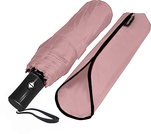 SIEPASA Windproof Travel Compact Umbrella-Automatic Umbrellas for Rain-Compact Folding Umbrella, Travel Umbrella Compact, Small Portable Windproof Umbrellas for Men Women Teenage.(Pink)