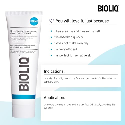 Bioliq - Dermo Soothing and Strengthening Cream for Couperose Skin - Enriched with Horse Chestnut Extract Reduces Redness and Irritation - 50ml