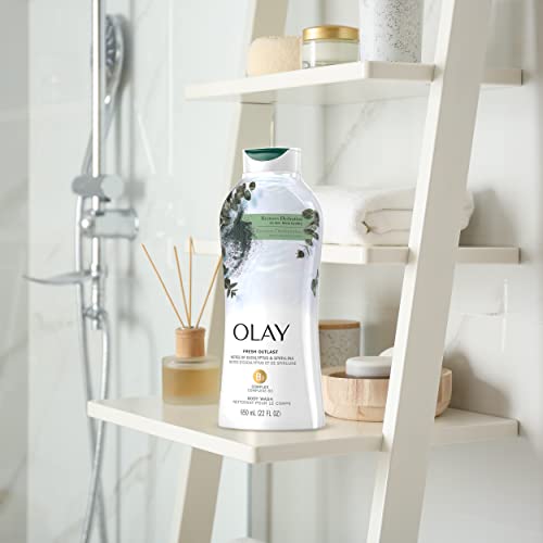 Olay Fresh Outlast Paraben Free Body Wash with Relaxing Notes of Eucalyptus and Spirulina, 22 fl oz, Pack of 4