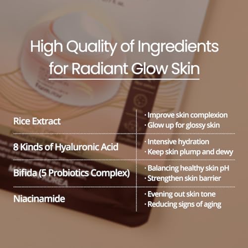 FARMSTAY Rice & Bifida Complexion Perfect Cream Mask with Niacinamide and Hyaluronic Acid, Hydrating & Anti-aging Face Mask Pack, Korean Skin care, for Women & Men, 10 Sheets (0.77 fl. oz Each)
