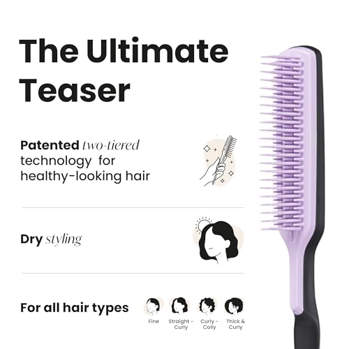 Tangle Teezer The Ultimate Volumizer Comb, Teasing Comb with Two-Tiered Teeth for Volume & Texture, and All Hair Types, Lilac & Black