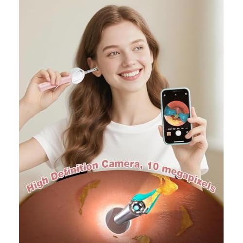 Ear Wax Removal Tool Camera, HD Visual Ear Cleaner with Flexible Otoscope & S-Shaped Silicone Head,WiFi Earwax Remover Kit with Tweezers, 21-in-1 Set for Family, Adults/Kids, Home & Travel