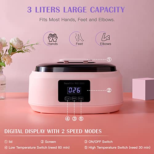 Paraffin Wax Machine for Hands & Feet with Large 3500mL Basin, Digital Temp Control