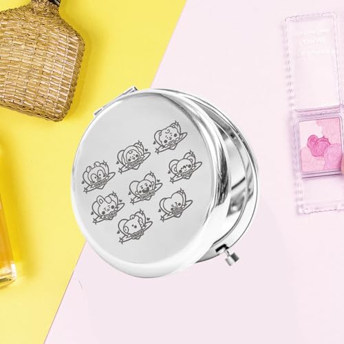 KEYCHIN K-Pop Boys Pocket Mirror Korean Group Fans Gifts Korean Bangtan Compact Makeup Mirror for K-Pop Fans (BT Mang-S)