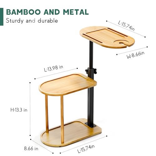 Bamboo Freestanding Bath Tray Caddy, 3-Layer Bathtub Organizer