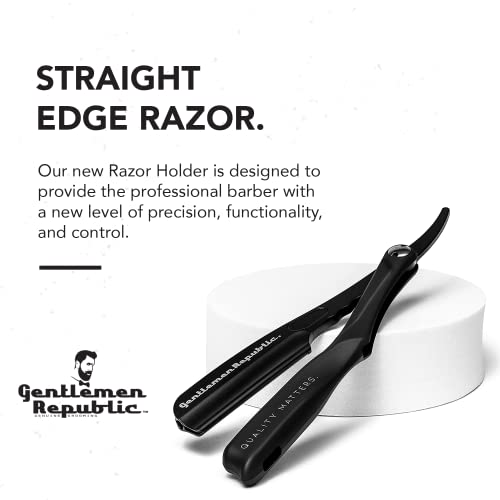 Gentlemen Republic Straight Edge Razor Holder: Premium Black Safety Razor Holder for Professional Barbers and Everyday Home Grooming - Achieve the Shave with Confidence
