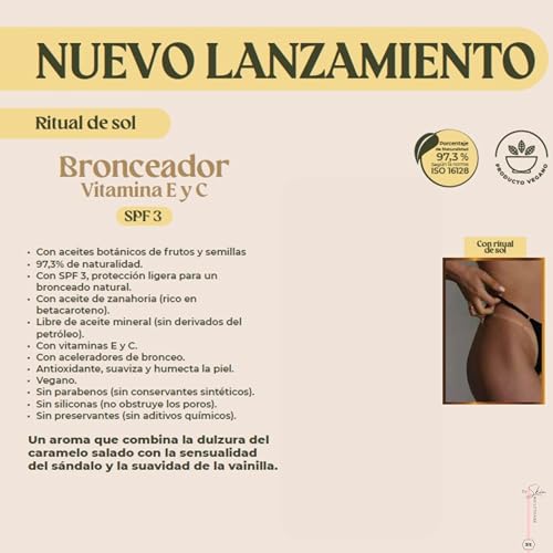 Ritual Botanico Bronceador Bronzer with Carrot Oil, Vitamin C & E and Tan Accelerators for a glowing bronzed skin | SPF3 | Vegan | All Natural | Product of Colombia | 240ml/8.16 fl oz
