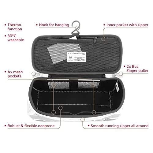 BRISA VW Collection - Volkswagen Neoprene Universal Makeup Cosmetics Toiletry Travel Pharmacy Bag in T1 Bus Design (Soccer/Multicolor) (Large (11.8 x 5.5 x 4.7 inches))