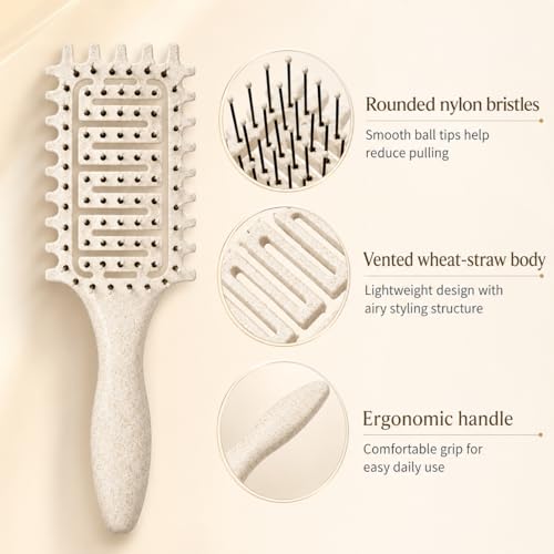 Yingbtr 2Pcs Curl Defining Vented Hair Brush for Curly & Wavy Hair, Detangling & Styling Tool
