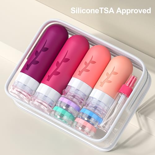 Tocelffe 18-Pack TSA Travel Bottles Set - Leak Proof Silicone Containers