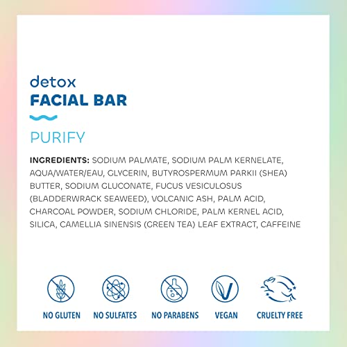Seaweed Bath Co. Purify Detox Facial Bar Soap, 3.75 Ounce, Sustainably Harvested Seaweed, Volcanic Ash