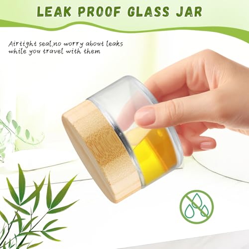 Round Glass Jars,Empty Clear Glass Jar Holder with Bamboo Lids,Small Travel Cosmetic Jars for Moisturizer,Foundation,Lotion,Ointment,Body Butter&Balms,Candle Making-6 Pcs (100 Gram)